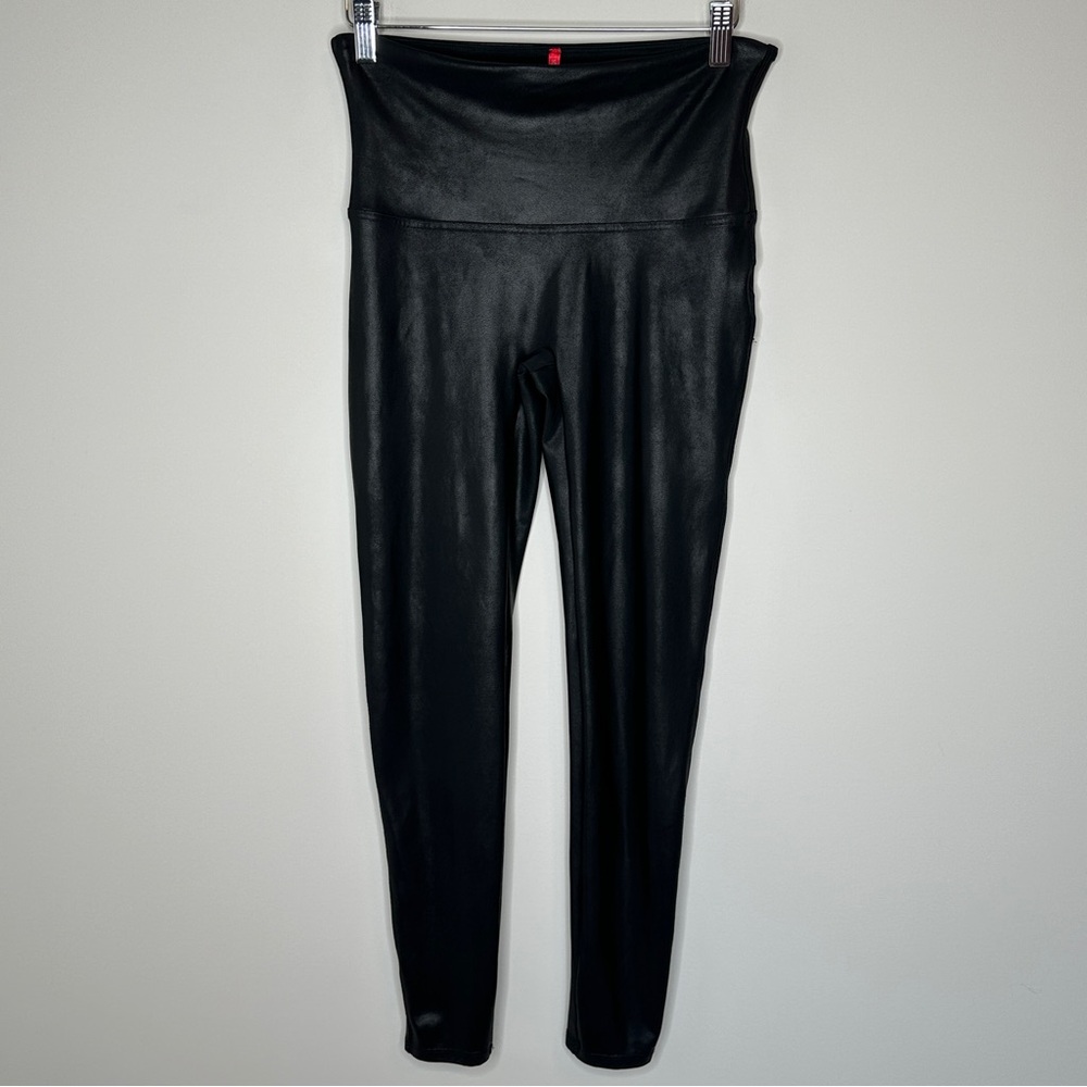 Spanx High Waisted Faux Leather Leggings size XL‎ Sexy Smoothing Shaping